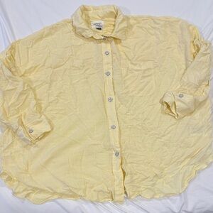 3/$20 never worn butter yellow American eagle beach shirt small oversized